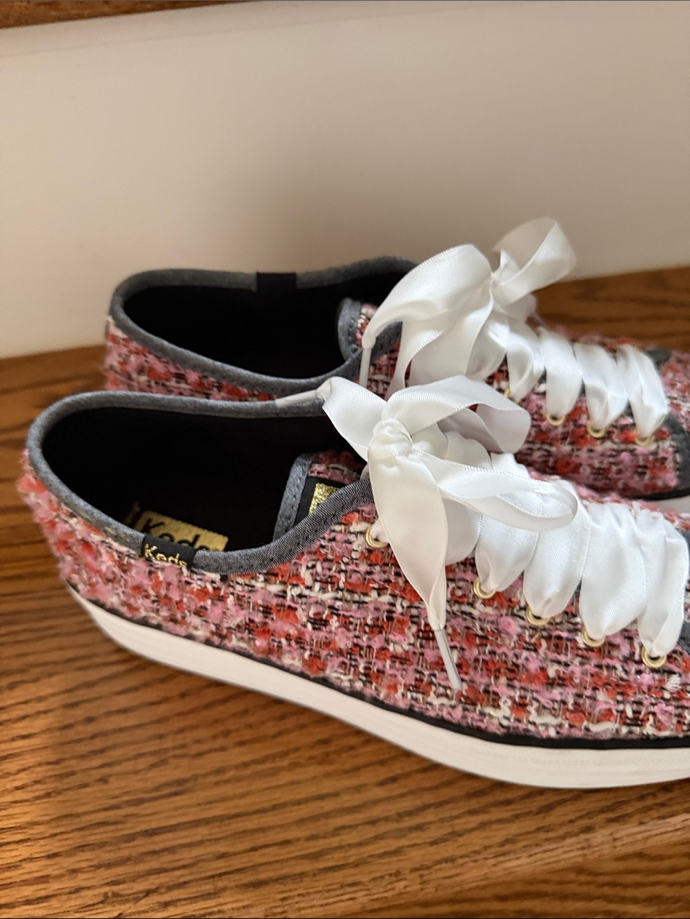 Keds Tweed Low-Top Sneakers in tweed Pink and White